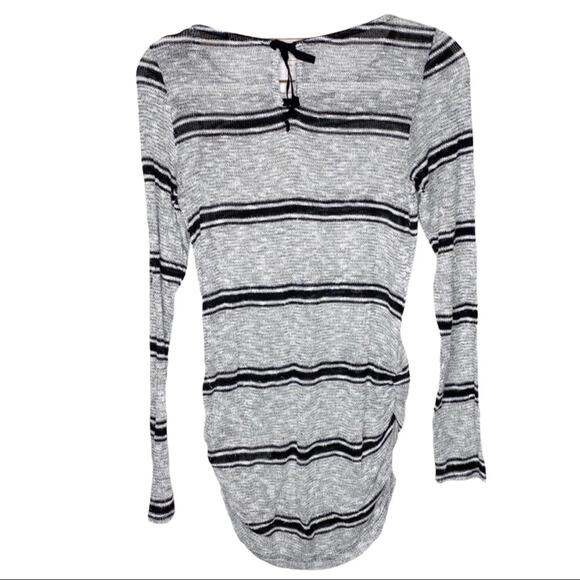 Motherhood Maternity Lightweight Black and Grey Striped Long Sleeve Shirt Medium - Picture 4 of 4
